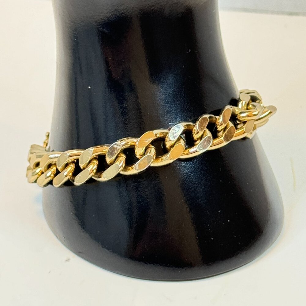 Men Gold Tone Heavy Large Links Chain Bracelet 8.5 in